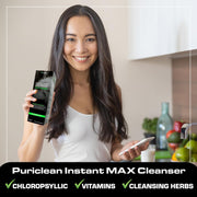 Wellgenix Health Puriclean Instant MAX Detox Cleanser in a bottle, designed for fast cleansing and detoxification.