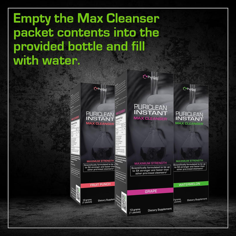 Wellgenix Health Puriclean Instant MAX Detox cleanser in a bottle, designed for quick and effective cleansing.
