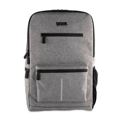 Ooze Traveler Classic smell-proof backpack in smoke gray with multiple compartments and secure zippers for discreet storage.