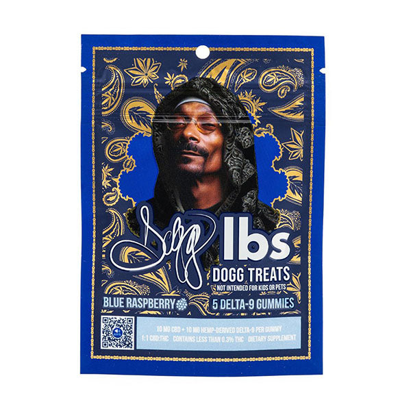 Dogg Treats Delta 9 Gummies for dogs, showing colorful CBD-infused gummy treats with dog-themed packaging.