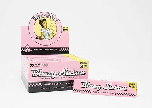 Blazy Susan King Size Slim Pink Rolling Papers - TBS Supply Co