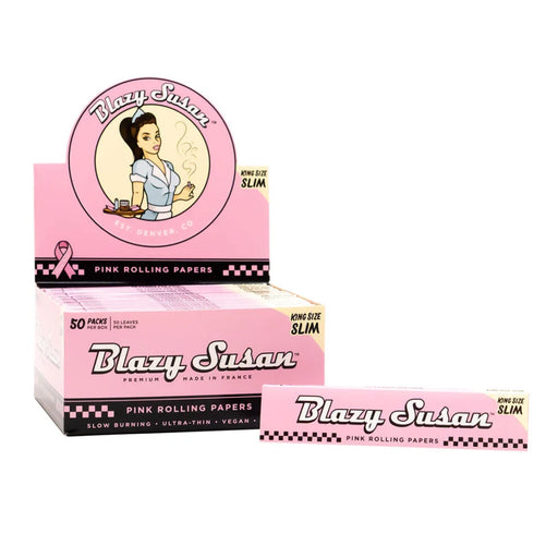 Blazy Susan King Size Slim Pink Rolling Papers - TBS Supply Co