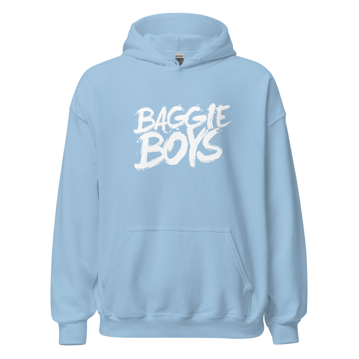 Unisex Heavy Blend hoodie by Baggie Boys with front pocket and hood, in a casual, comfortable sweatshirt style.
