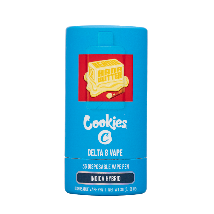 Cookies Delta 8 3g disposable vaporizer pen with live terpenes, featuring a sleek design and clear mouthpiece.