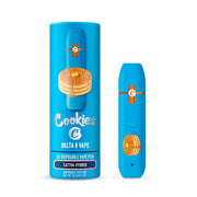 Cookies Delta 8 Disposable Vape 2G vaporizer with sleek design and compact size, featuring a black mouthpiece and branding.