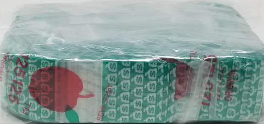 Resealable Original Apple Bags with 1.25x1.25 inch money bag design for storing small items or coins.