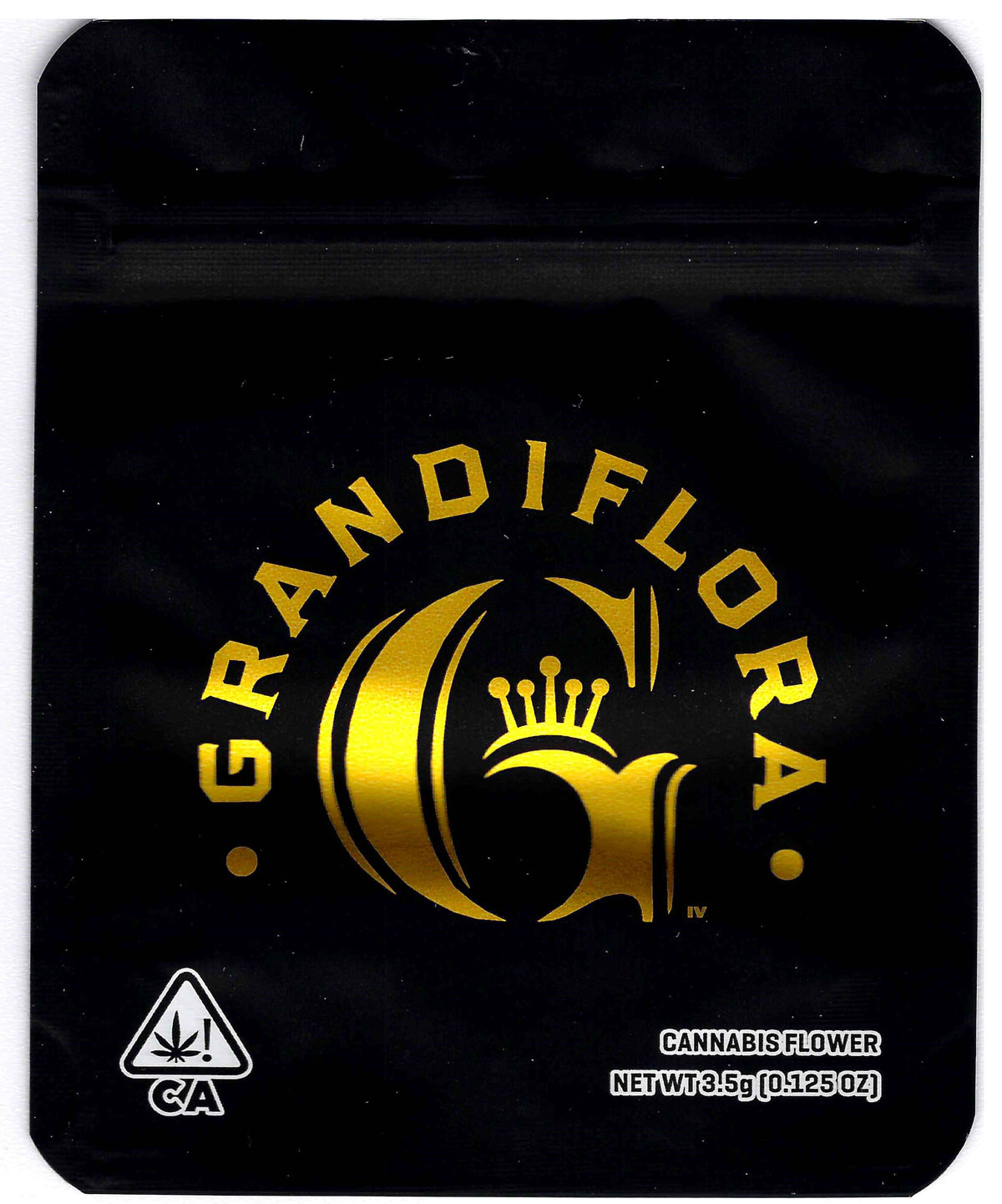 Smell-proof Grandiflora Mylar bags by The Baggie Store, featuring silver reflective surface and resealable zipper for storage.