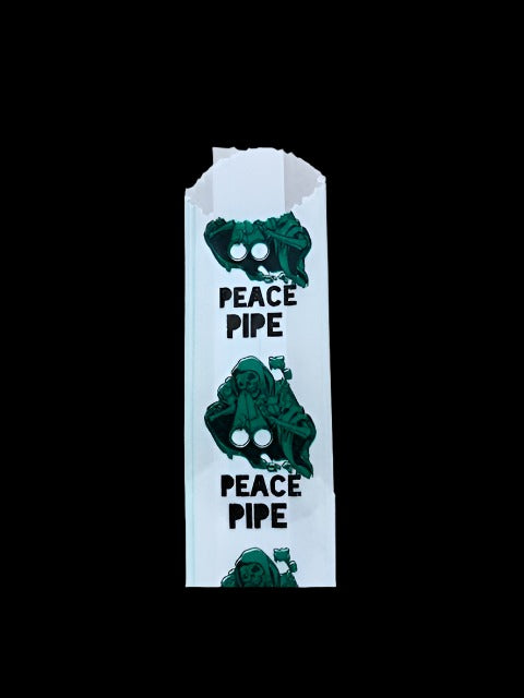 Vellum glassine stamp wax paper envelope bags labeled PEACE PIPE, moisture-resistant wax bags for stamp collecting storage