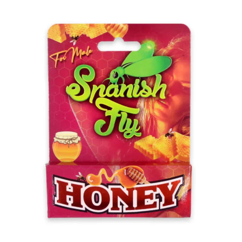 Spanish Fly Honey for Men in a jar, natural aphrodisiac supplement with honey, designed to enhance male vitality and performance.