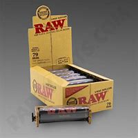 RAW 79mm rolling machine and tray set with RAW branding, featuring a compact design for rolling cigarettes or herbs.