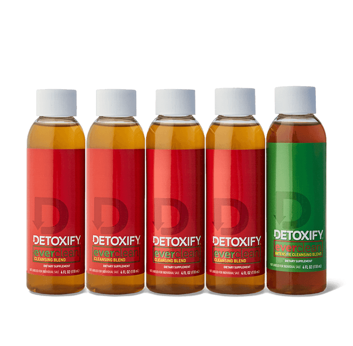 Detoxify Ever Clean 5 Day Detox cleanser bottle with label and cap, designed for cleansing and detoxification.