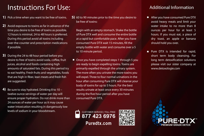Pure Detox Regular Strength Detox 16oz bottle with natural ingredients and clear labeling.