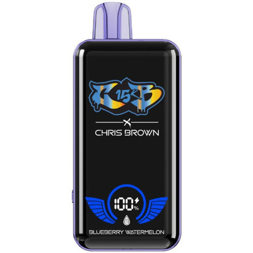 Chris Brown CB 15K disposable vape device with sleek design and branding, designed for easy use and portability.