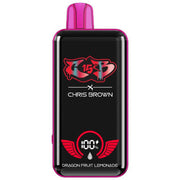 Chris Brown x CB 15K disposable vape device with sleek design and branding, used for vaping and nicotine consumption.