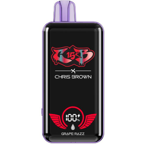 Chris Brown CB 15K disposable vape device, sleek design, portable electronic cigarette for vaping convenience.
