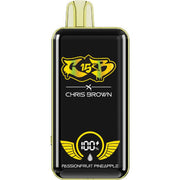 Chris Brown x CB 15K disposable vape device, sleek design, compact and portable for easy use and vaping on the go.