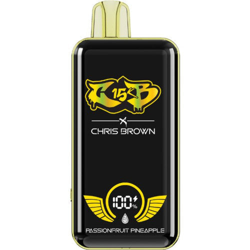 Chris Brown x CB 15K disposable vape device, sleek design, compact and portable for easy use and vaping on the go.