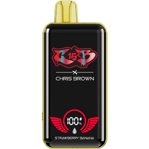 Chris Brown CB 15K disposable vape device with sleek design and branding, ideal for on-the-go vaping.