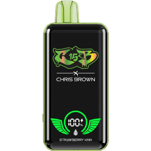 Chris Brown CB 15K Disposable Vape device showing sleek design and branding on a white background.