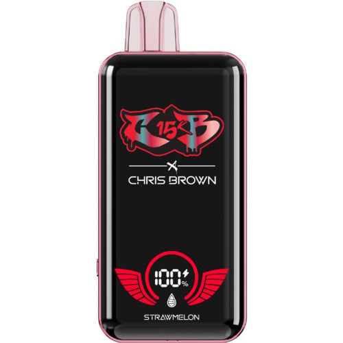 Chris Brown CB 15K disposable vape device showing sleek design and mouthpiece, part of the Chris Brown x CB collection.
