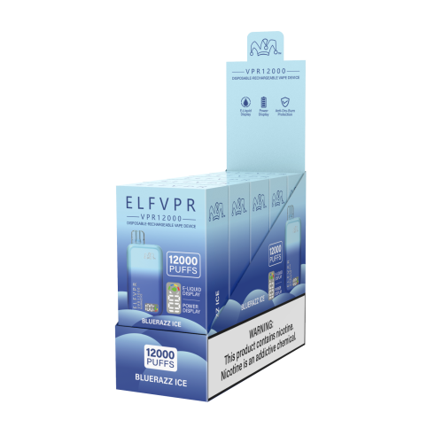 ELF VPR 12000 Puff disposable vape device with sleek design and mouthpiece, showcasing the ELF VPR brand.
