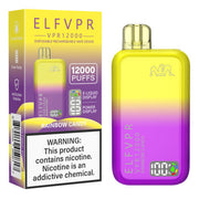 ELF VPR 12000 Puff disposable vape with sleek design and colorful branding, showing the portable device in a close-up view.