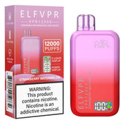 ELF VPR 12000 Puff disposable vape device with sleek design and compact size, featuring colorful branding and mouthpiece.