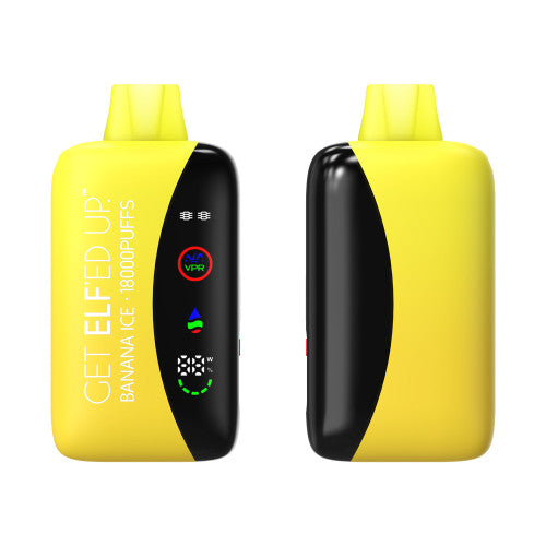 ELF VPR 18000 Puff disposable device in sleek design, showing the portable vape with branding and colorful details.