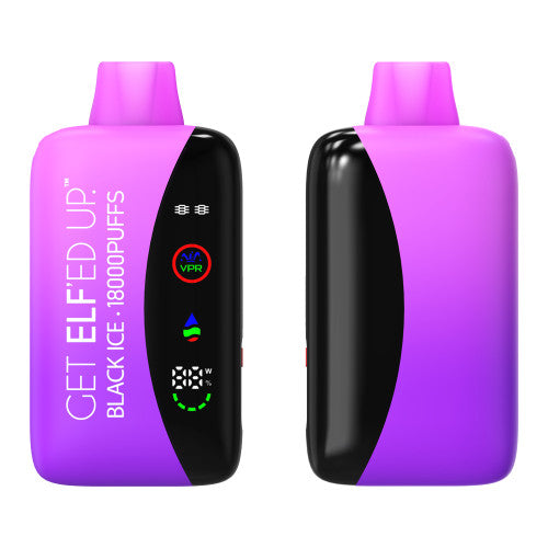 ELF VPR 18000 Puff disposable device shown in black with sleek design and mouthpiece for vaping.