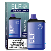 ELF VPR 7000 Puff disposable device in black with sleek design and LED indicator, designed for easy vaping use.