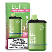 ELF VPR 7000 Puff disposable device in black with sleek design, featuring a mouthpiece and LED indicator.