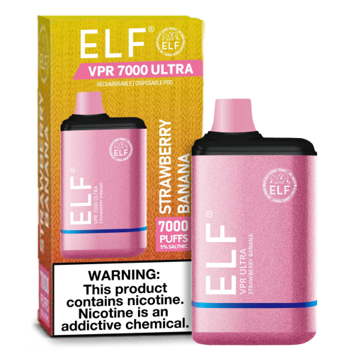 ELF VPR 7000 Puff disposable device in sleek design, featuring the ELF VPR brand logo and compact portable shape.