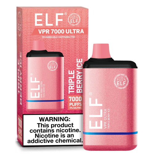 ELF VPR 7000 Puff disposable device, sleek vape pen with compact design for vaping enthusiasts, branded ELF VPR.