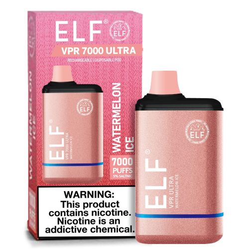 ELF VPR 7000 Puff disposable device in sleek design, featuring a compact shape and mouthpiece for easy vaping use.