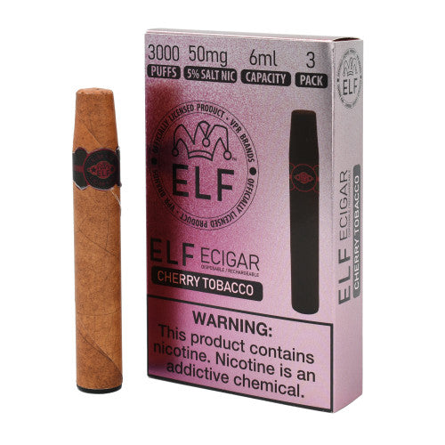 Disposable vape ELF VPR Elf Cigar Vape with 3000 classic tobacco puffs, compact design, and disposable vaping device.