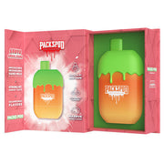 Disposable vape device from PACKS, PACKSPOD 5000 Puff, featuring sleek design and visible mouthpiece, used for vaping.