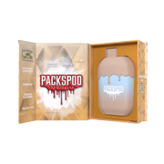 Disposable vape by PACKS, PACKSPOD 5000 Puff, with sleek design and colorful packaging, showcasing the device's compact form.