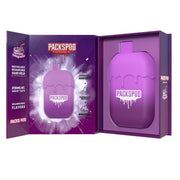 Disposable vape PACKS PACKSPOD 5000 Puff in sleek design with colorful branding and mouthpiece for easy vaping.