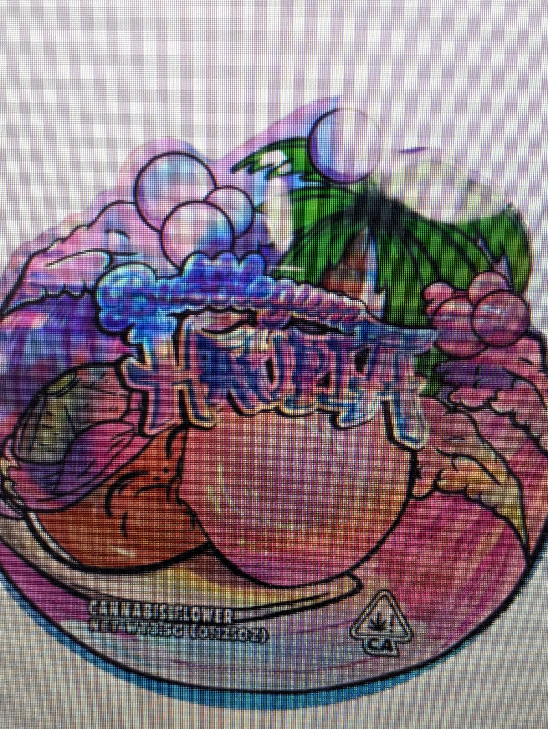 Set of 50 bubblegum haupia shaped Mylar bags by The Baggie Store, featuring colorful, themed packaging for packaging treats.