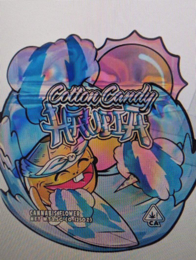 Set of 50 Cotton Candy Haupia-shaped Mylar bags by The Baggie Store, featuring colorful, themed packaging for treats or gifts.