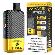 WAVE Turbo 25000 disposable vape device with sleek design and mouthpiece, used for vaping nicotine or flavors.