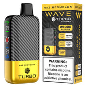Wave Turbo 25000 disposable vape device with sleek design and compact size, featuring the Wave brand logo.