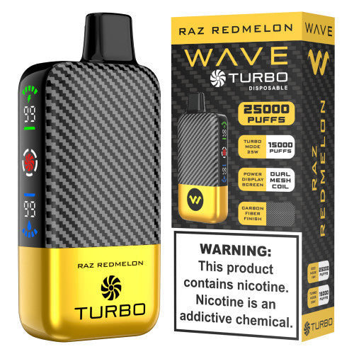 Disposable Wave Turbo 25000 vape device with sleek design, featuring a compact shape and visible mouthpiece.