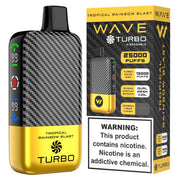 Wave Turbo 25000 disposable vape device with sleek design and compact size, ideal for discreet vaping sessions.