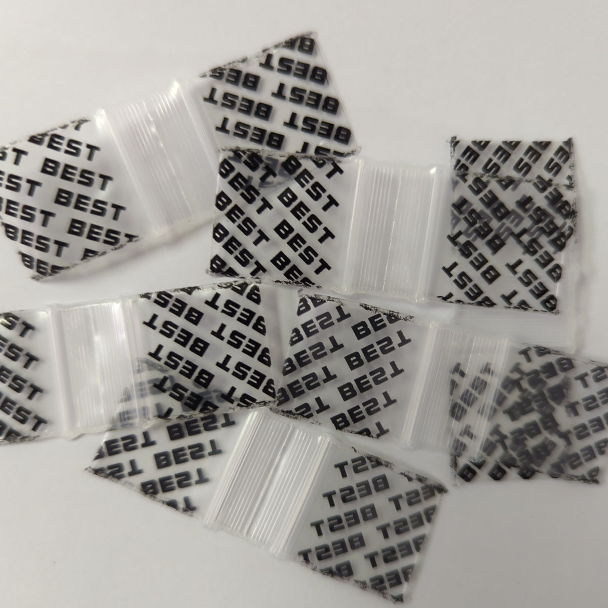 Black Original Apple Bags, 3/4" x 3/4" size, shown in the image with clear view of the small, durable packaging bags.