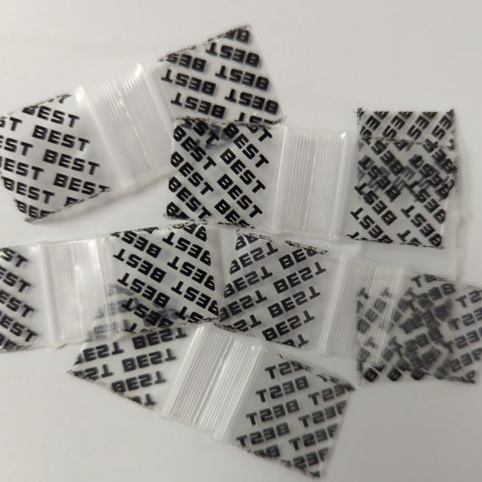 Black Original Apple Bags, 3/4" x 3/4" size, shown in the image with clear view of the small, durable packaging bags.