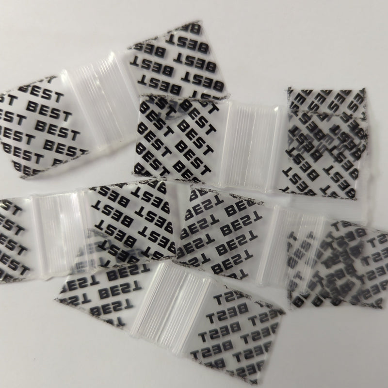 Black Original Apple Bags, 3/4" x 3/4" size, shown in the image with clear view of the small, durable packaging bags.