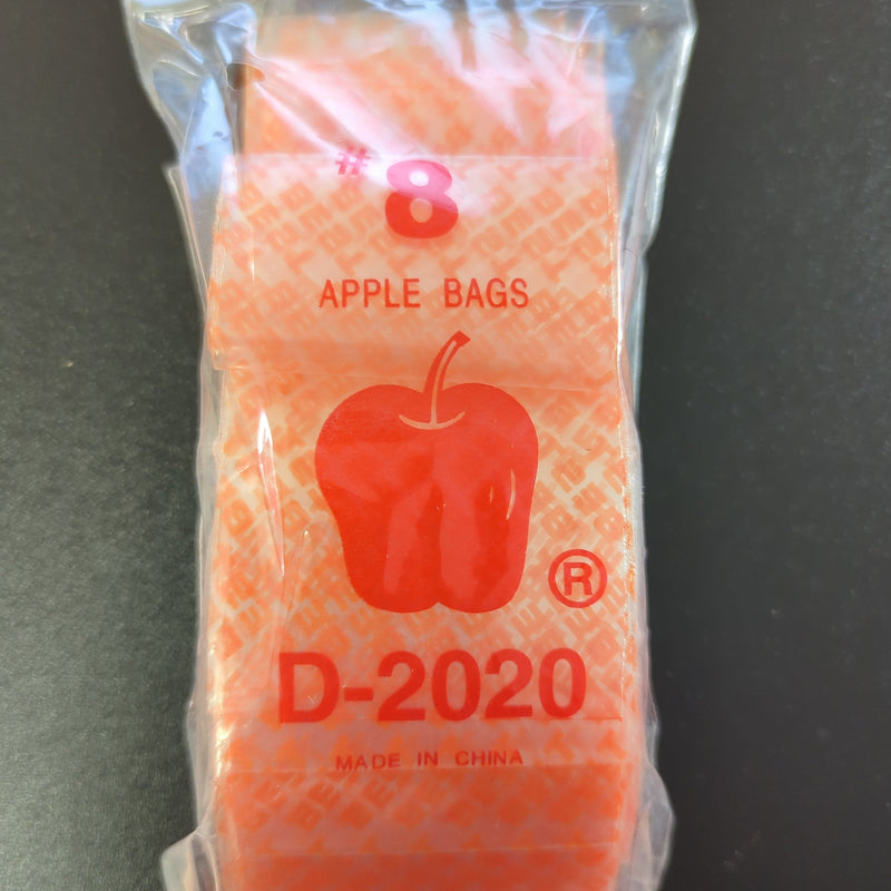 Original Apple Bags with rare 2x2 inch designs, featuring unique and vintage-style patterns on natural paper material.
