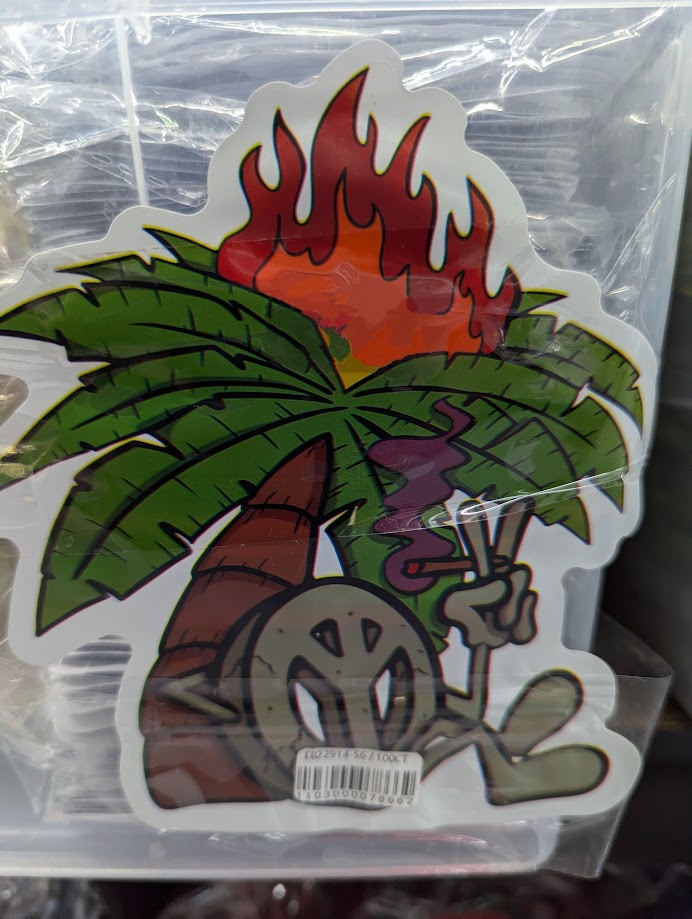 Smell-proof Peace Palm Tree Mylar Bags by The Baggie Store, 50-pack, featuring palm leaf design for discreet storage.