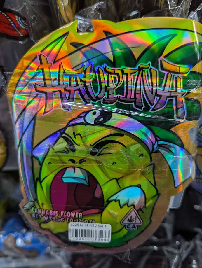 Smell-proof Haupina Mylar Bags from The Baggie Store, 50-pack, showing silver, resealable, durable storage for snacks or collectibles.